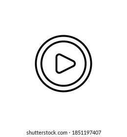 Play Button icon is black on a transparent background. Vector round symbol audio and video player