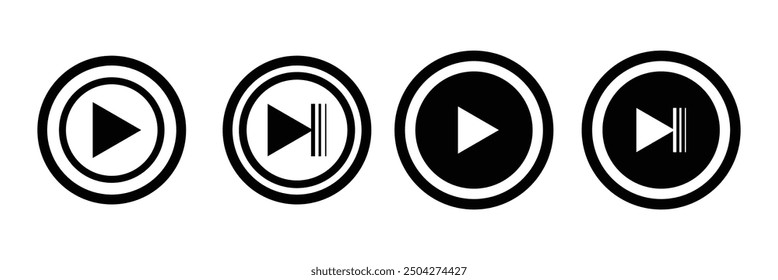 Play button icon. Black Play button icon on white background. design eps 10