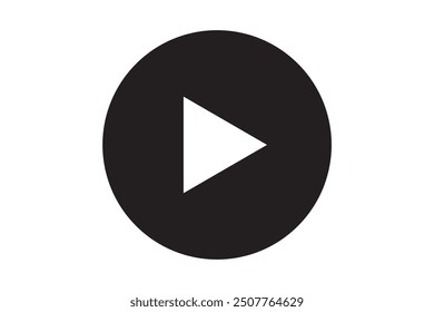 Play button icon. Black Play button icon on white background. Vector illustration