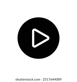 Play button icon. Black Play button icon on white background. Vector illustration