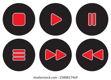 Play button icon. Black Play button icon on white background. Vector illustration
