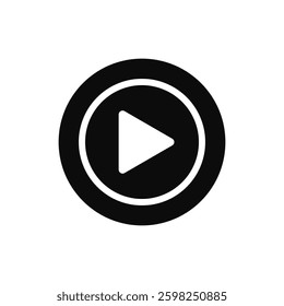 Play button icon. Black Play button icon on white background. Vector illustration design