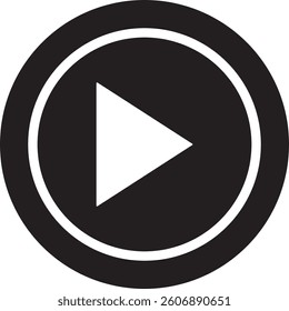Play button icon. Black Play button icon on white background. Vector illustration
