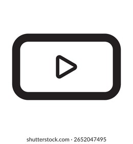 Play button icon. Black Play button icon on white background. Vector illustration.
