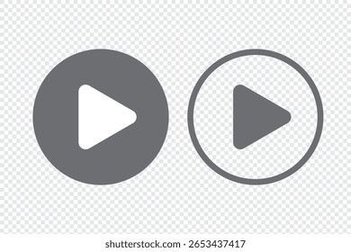 Play button icon. Black Play button icon on transparent background. Play button Icons Vector Design Illustration. Video player icon. 