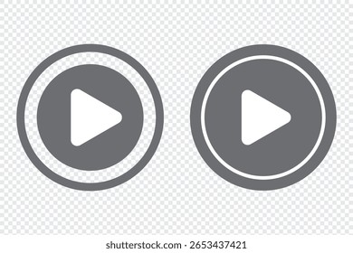 Play button icon. Black Play button icon on transparent background. Play button Icons Vector Design Illustration. Video player icon. 