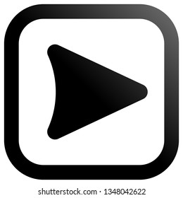 Play button icon - black slick gradient, isolated - vector illustration