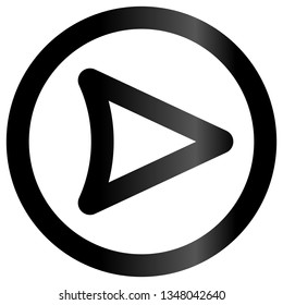 Play button icon - black slick gradient outline, isolated - vector illustration