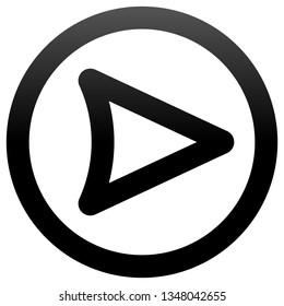 Play button icon - black slick gradient outline, isolated - vector illustration