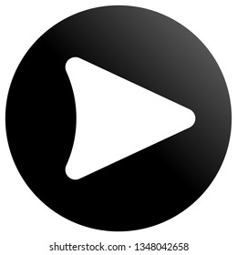 Play button icon - black slick gradient, isolated - vector illustration