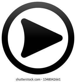 Play button icon - black slick gradient, isolated - vector illustration