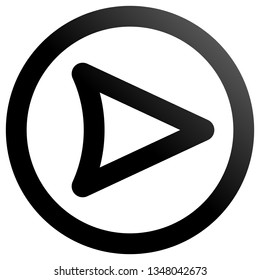 Play button icon - black slick gradient outline, isolated - vector illustration