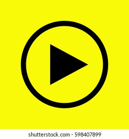 play button icon. Black icon and yellow