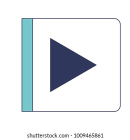 play button icon in blue color sections silhouette