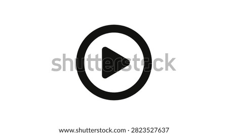 Play Button Icon In Circle Flat Black Silhouette