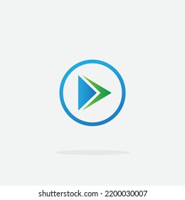 Icono del botón Reproducir con marco de círculo en estilo moderno aislado en fondo gris. Reproducir símbolo para el diseño de tu sitio web, logotipo, aplicación, interfaz de usuario. Ilustración del vector