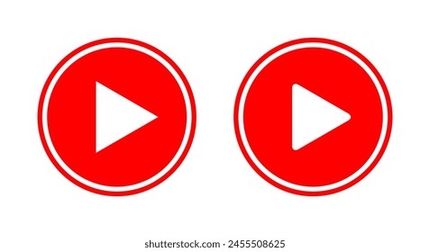 Play button icon with circle outline. Video player logo app