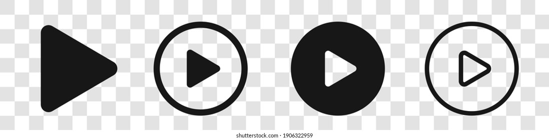 Play Button Icon Circle Vector Set | Video Audio Player Symbols Isolated | - Stock Vector