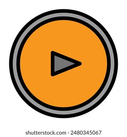 play button icon color or logo illustration outline black style	