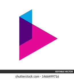 play button icon colorful overlay abstract triangle modern and geometric letter b logo