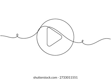 Icono de Botón Video de juego continuo de una línea dibujando sobre fondo blanco streaming minimalista y Ilustración vectorial de contorno de símbolo de reproductor multimedia