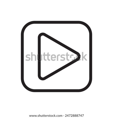 Play button icon design for app, website, logo. Play button icon, vector with stroke line. Vector illustration.