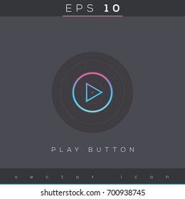 Play button icon design on modern flat background