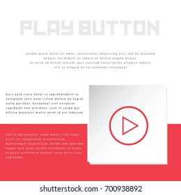 Play button icon design on modern flat background
