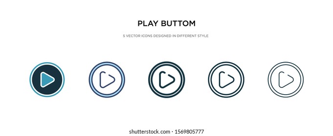 play button icon in different style vector illustration. two colored and black play button vector icons designed in filled, outline, line and stroke style can be used for web, mobile, ui