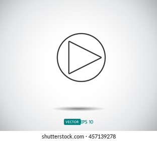 play button icon, flat logo web app vector illustration 