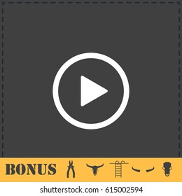 Play button icon flat. Simple vector symbol and bonus icon