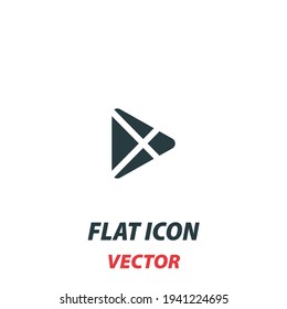Play button icon in a flat style. Vector illustration pictogram on white background. Isolated symbol suitable for mobile concept, web apps, infographics, interface and apps design