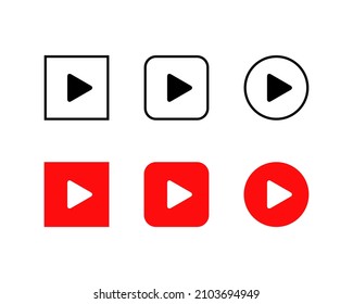 Play Button Icon in Flat Style. Vector Illustration
