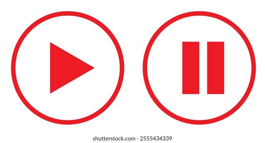 Play button icon in flat style. Video player concept