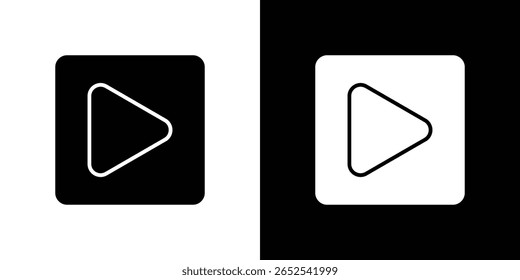 Play button icon in flat version on black and white background