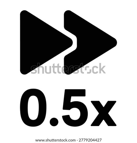 Play Button Icon with Half Speed Multiplier Label for Media Player Designs