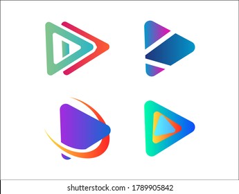 Play button Icon Logo Design Vector Template Set