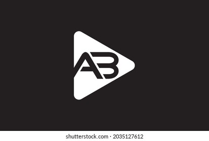 Icono de botón de reproducción y diseño de logotipo por carta AB para música y videos