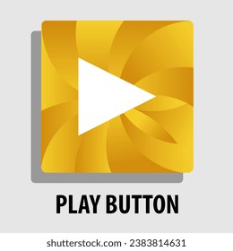 Play Button icon and logo design in gold and white, suitable for website components, logos and others.