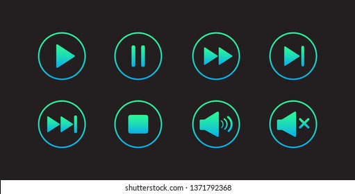 Play button icon. Media player control icon set. Modern design. Vector illustration.