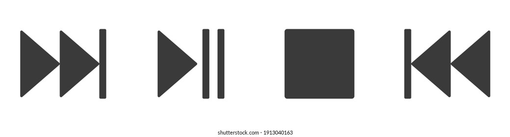 Icono del botón Reproducir. Juego de iconos de control de reproductor de medios. Ilustración vectorial. sobre fondo blanco