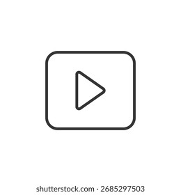 Play Button Icon. Minimal Line Media and Video Symbol.