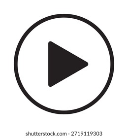 Icono de Botón de juego - Símbolo de reproductor de medios de contorno mínimo, Vector Video aislado en blanco y negro para audio, transmisión, interfaz de usuario, App y diseño de Tecnología