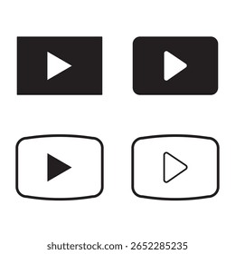 Ícone do botão Reproduzir. Símbolo de forma de clique de avanço de música e vídeo. Empurre a seta para iniciar a mídia do player. Nova ilustração do vetor EPS 10.