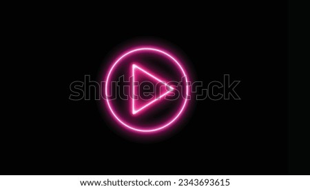 Play button icon. Neon shine play button with neon circle neon-glowing play button.