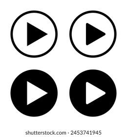 Play button icon on black circle. Video player sign symbol