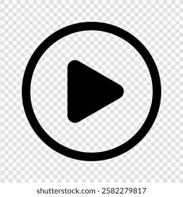 Play button icon on transparent background