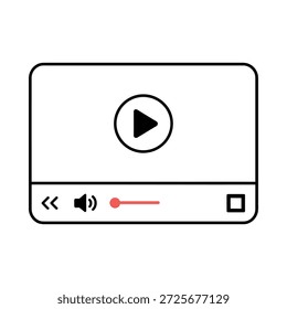 Play button icon on video player screen with controls