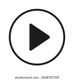 Play button icon on a white background