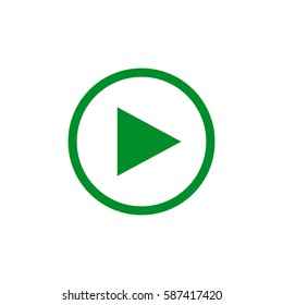 play button icon on white background. Green icon